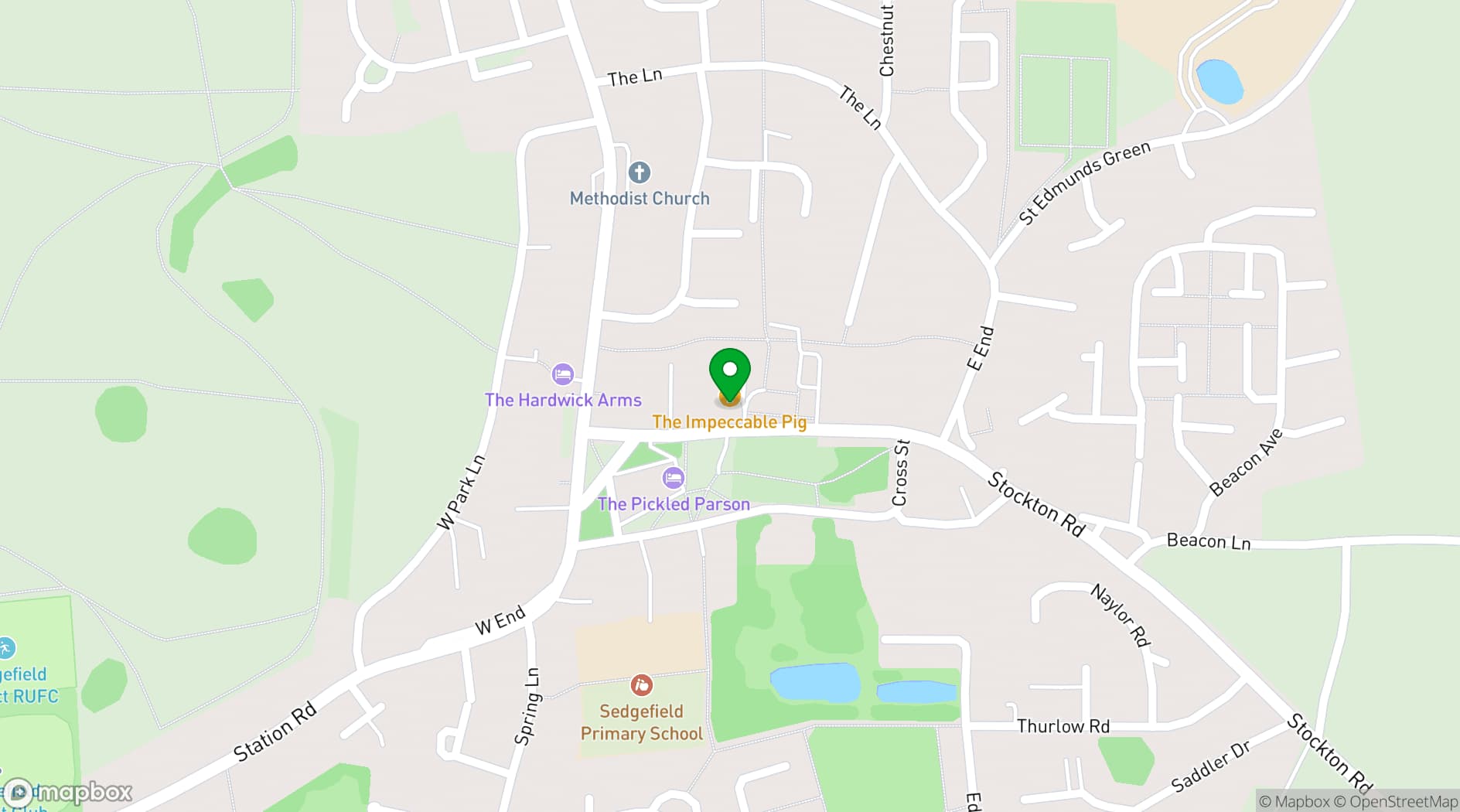 Map showing The Impeccable Pig