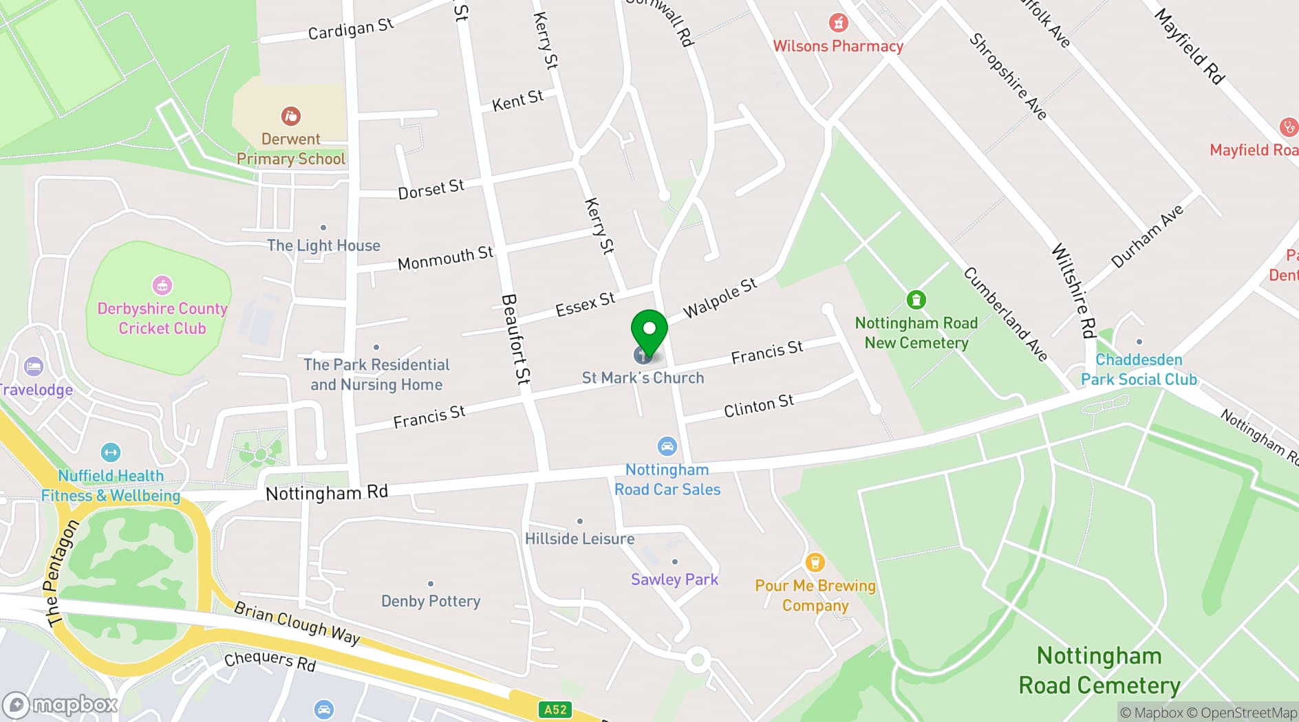 Map showing St. Mark's Community Centre