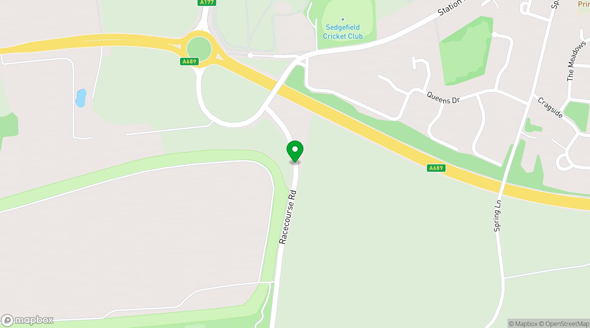 Map showing Sedgefield Racecourse
