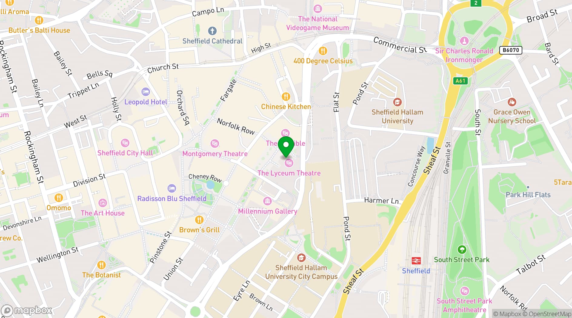 Map showing Crucible Theatre