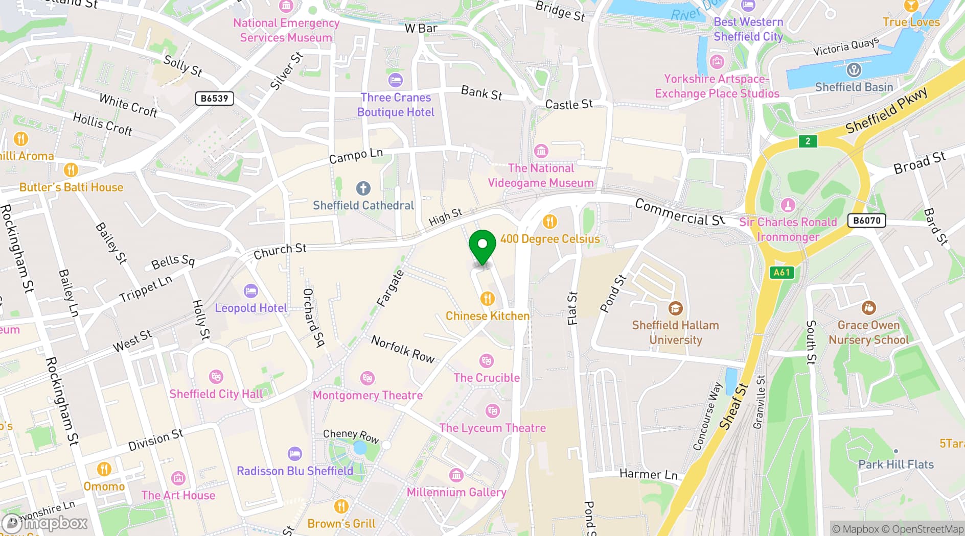 Map showing Curzon Sheffield