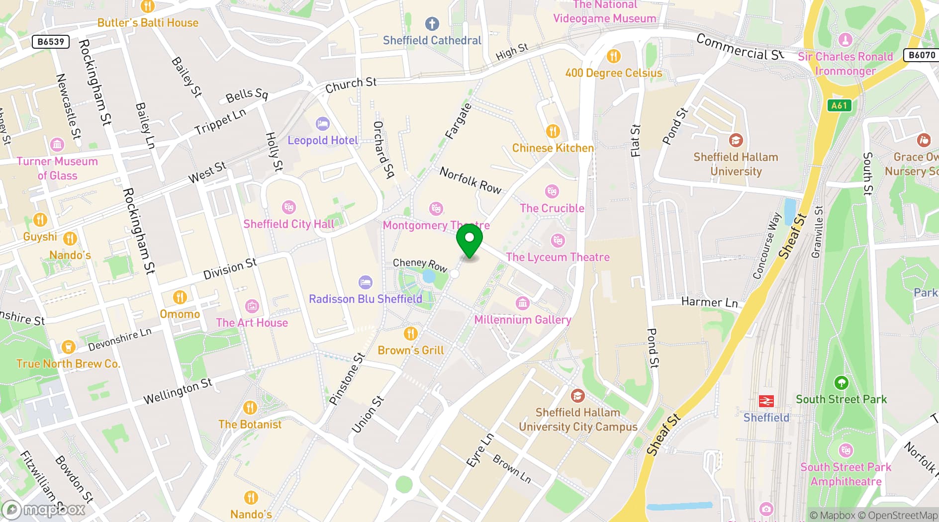 Map showing voco Sheffield