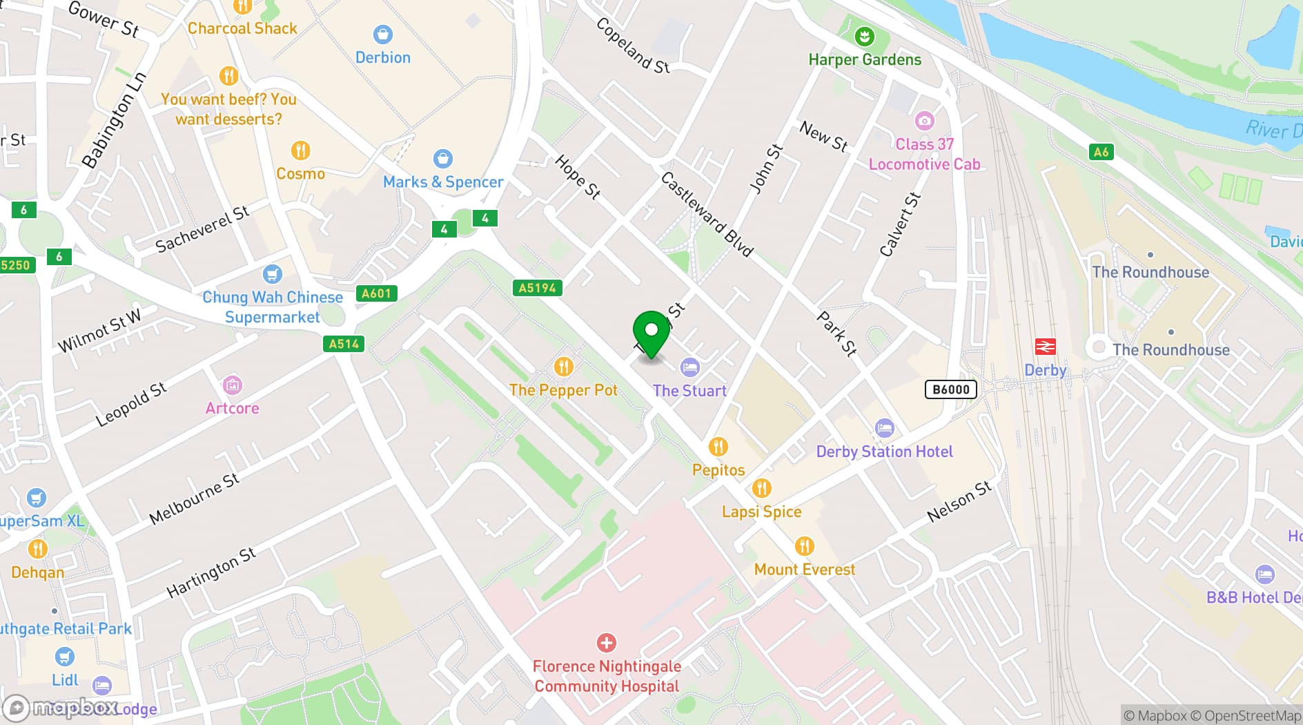 Map showing The Stuart Hotel