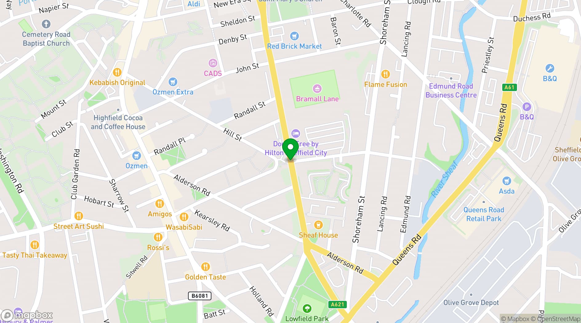 Map showing Sheffield United Football Club