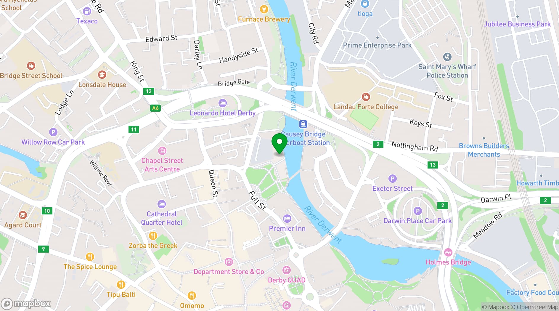 Map showing Derby Silk Mill Museum
