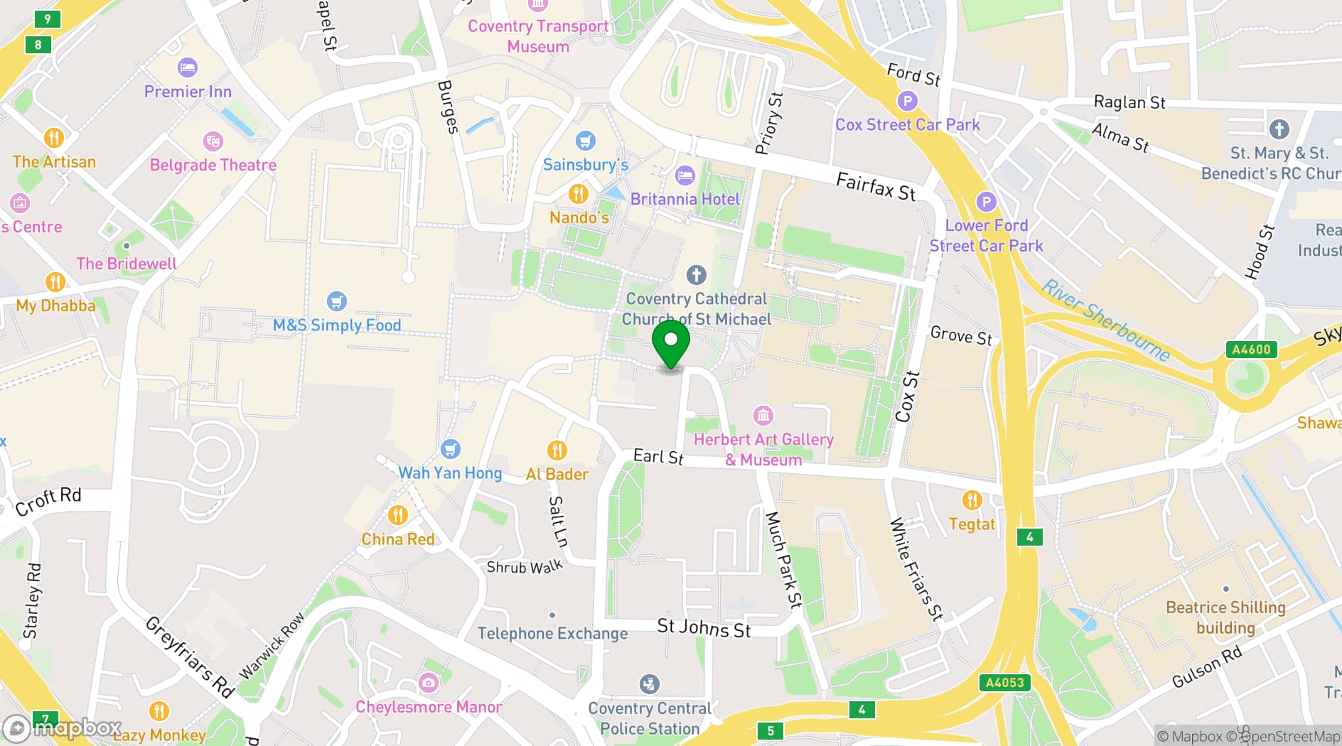 Map showing St Mary's Guildhall