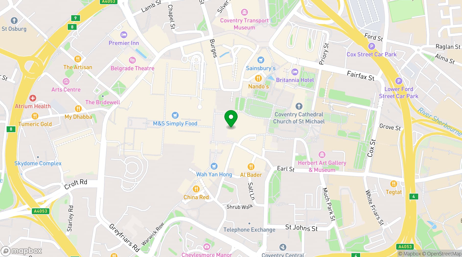 Map showing Las Iguanas Coventry