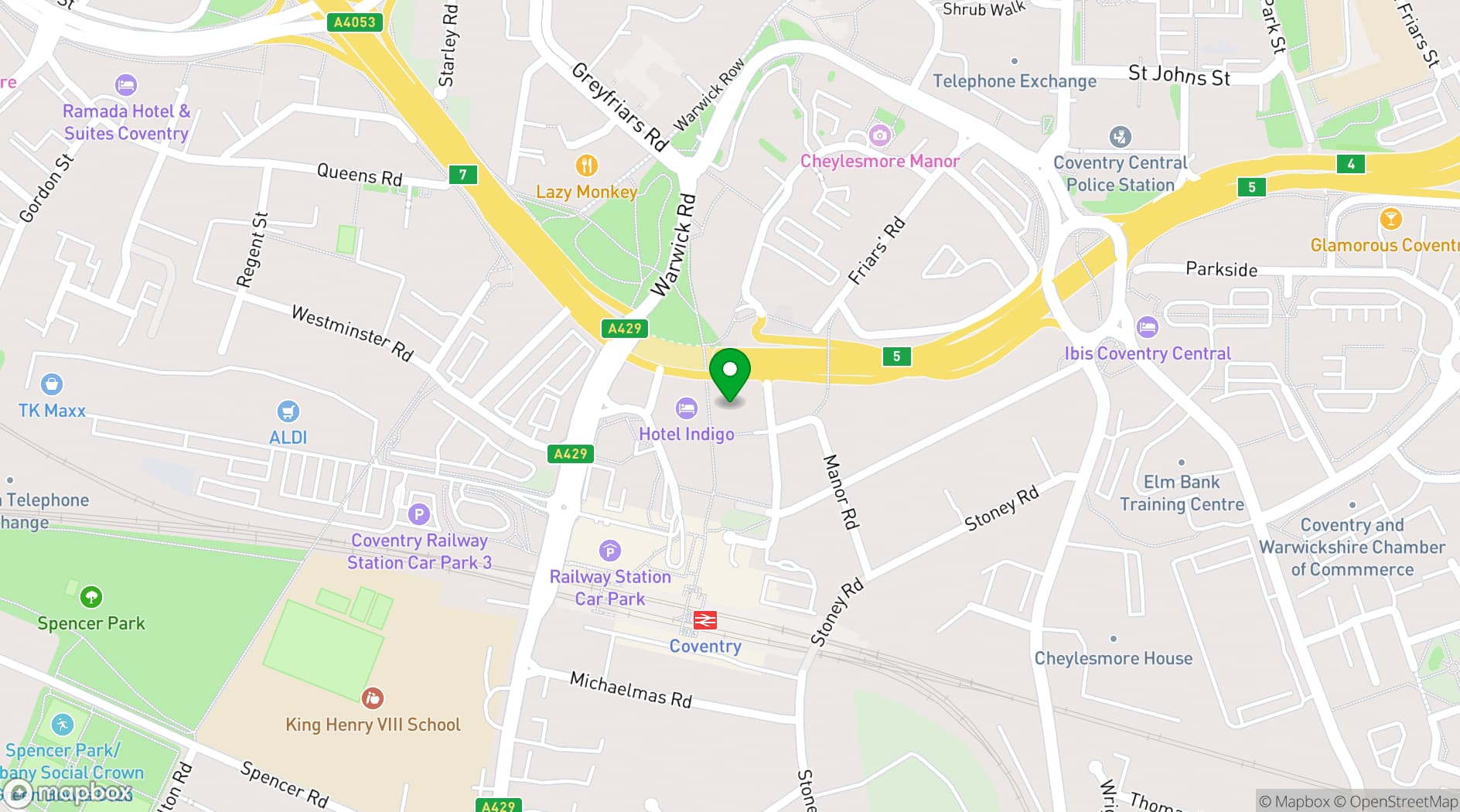Map showing Spaces Coventry