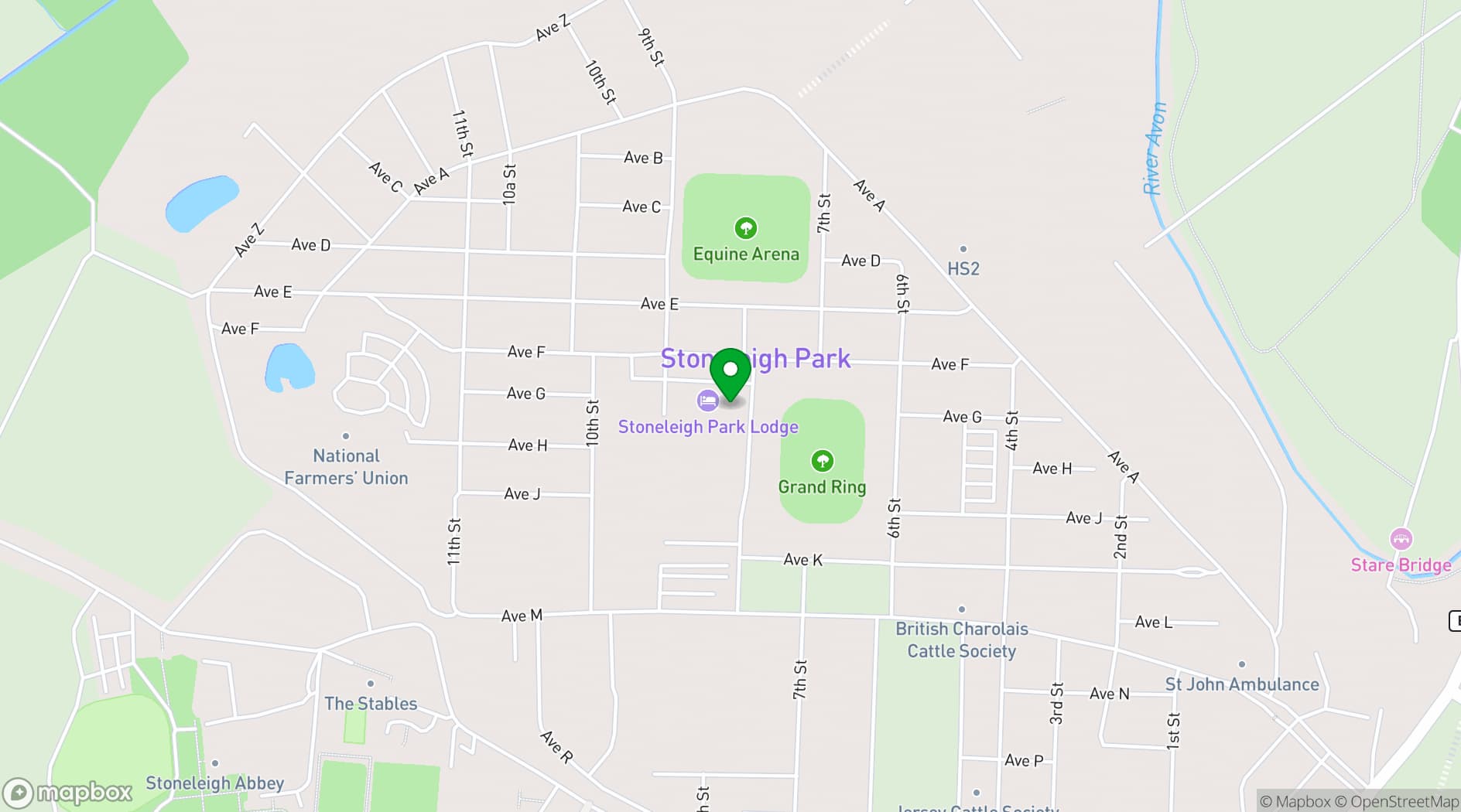 Map showing Stoneleigh Park Lodge