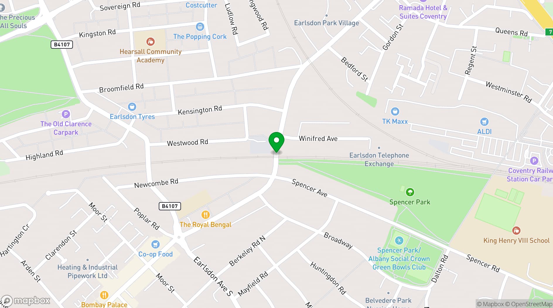 Map showing Albany Theatre, Coventry