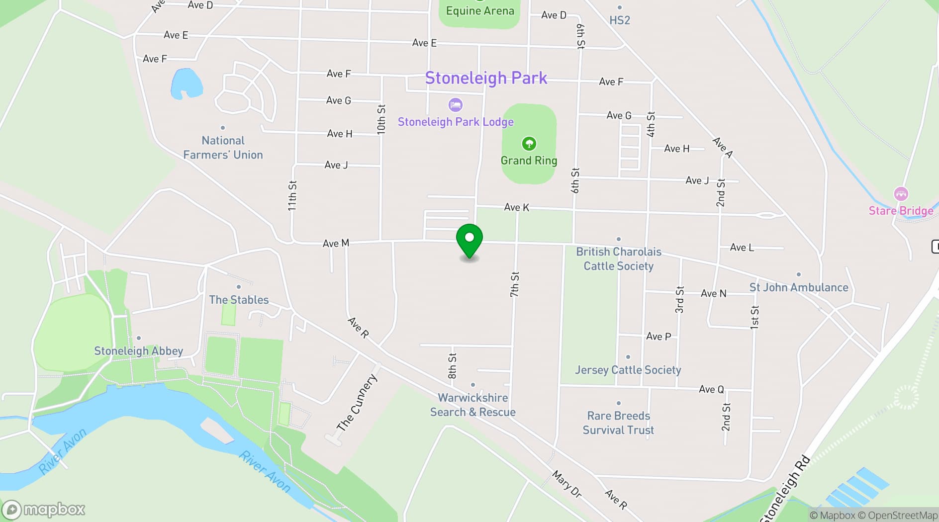 Map showing NAEC Stoneleigh