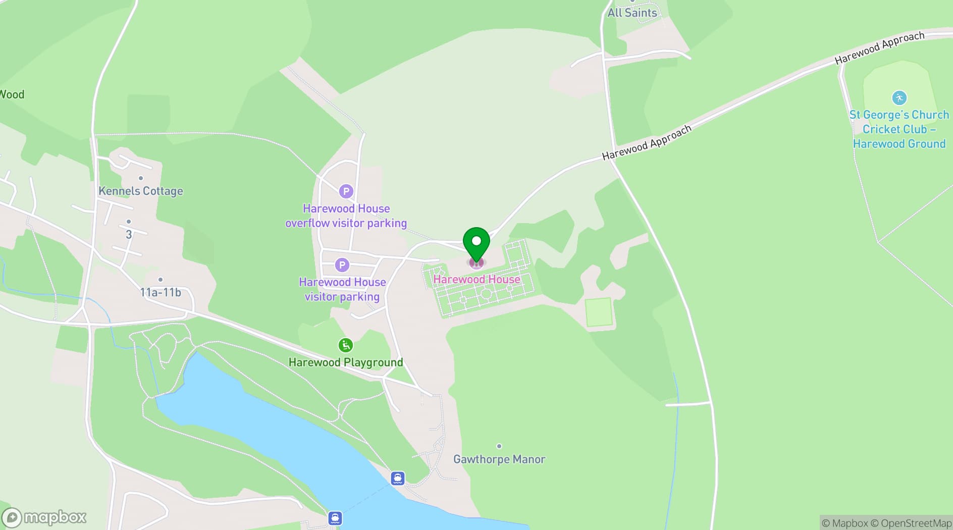 Map showing Harewood House
