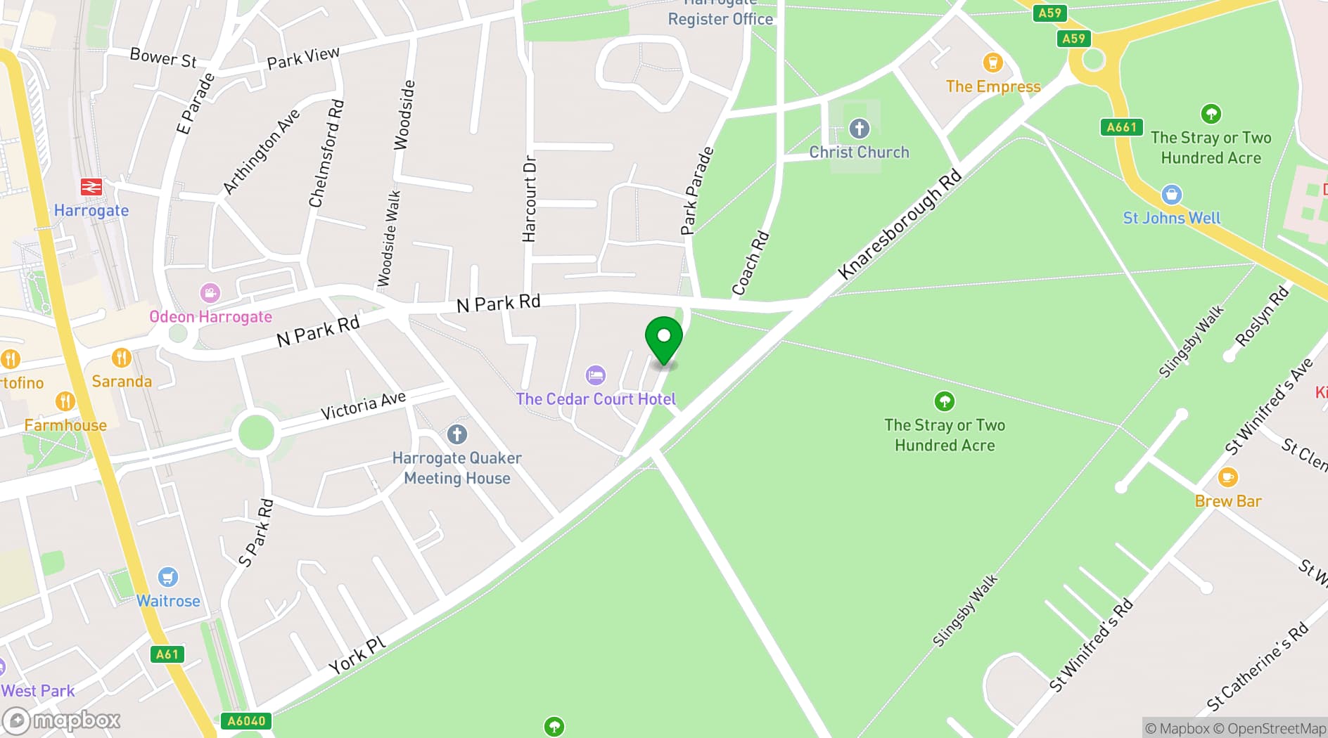 Map showing Cedar Court Hotel Harrogate