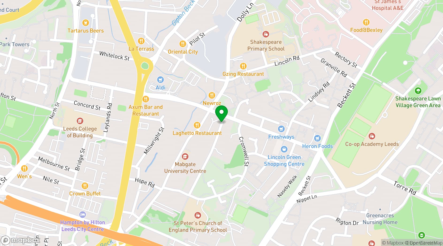 Map showing The Dance Studio Leeds