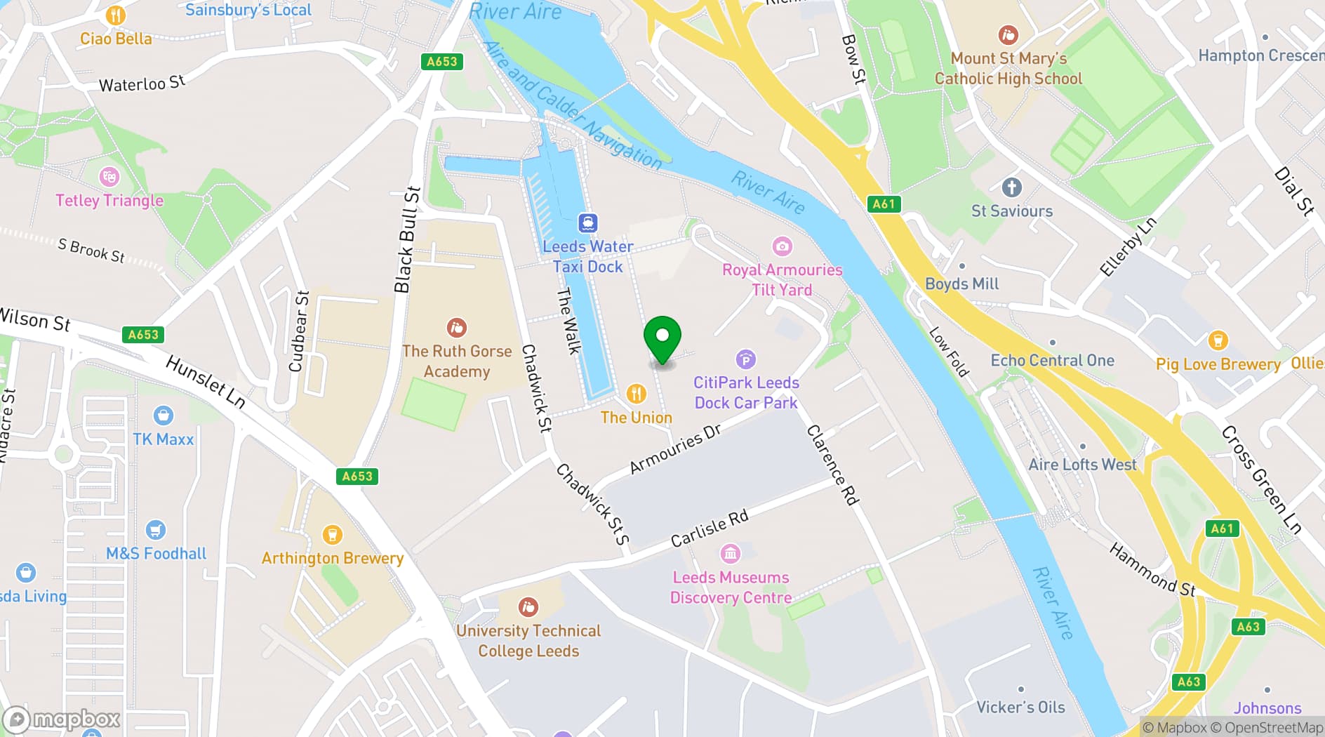 Map showing Fearns Leeds Dock