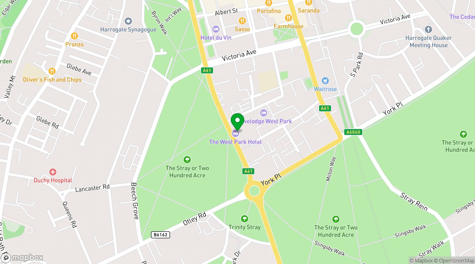 Map showing The West Park Hotel