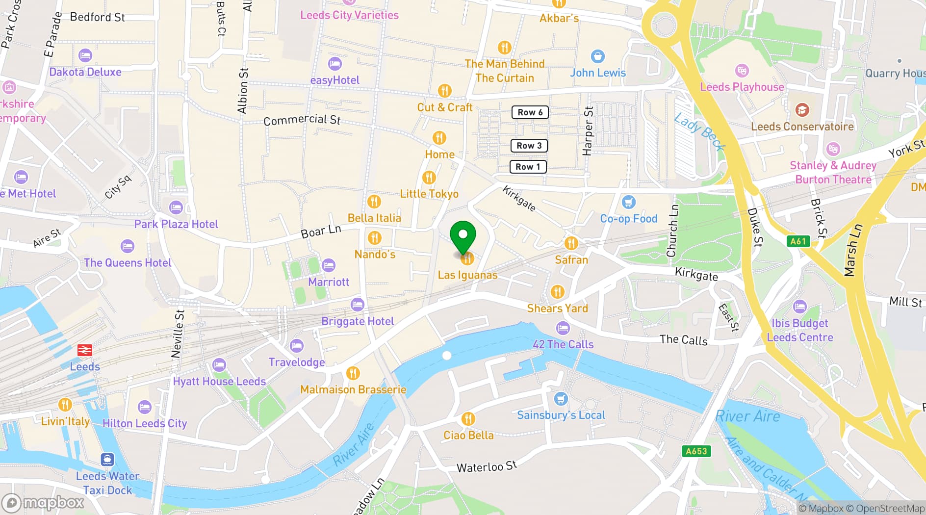 Map showing Las Iguanas Leeds