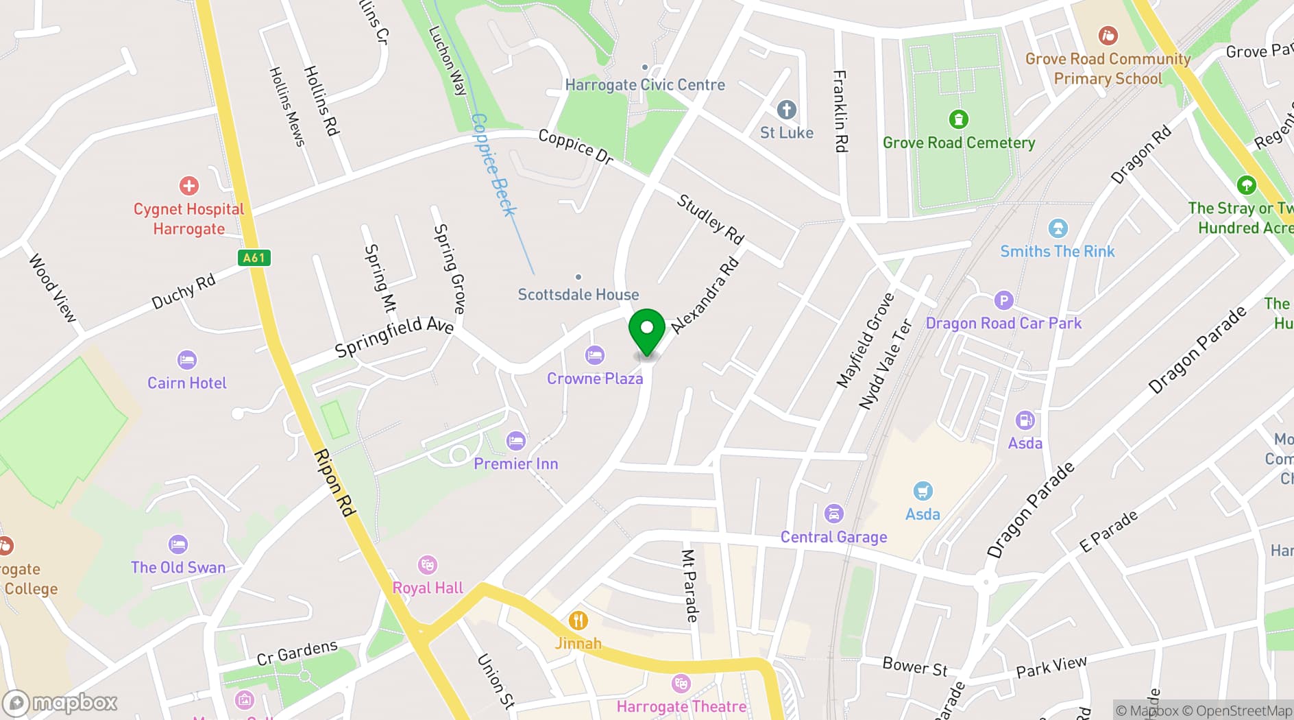 Map showing Crowne Plaza Harrogate