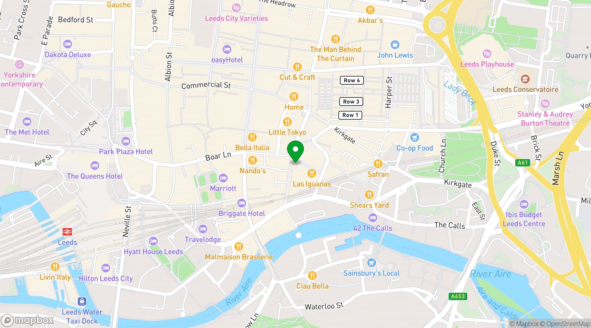 Map showing Red's True Barbecue Leeds