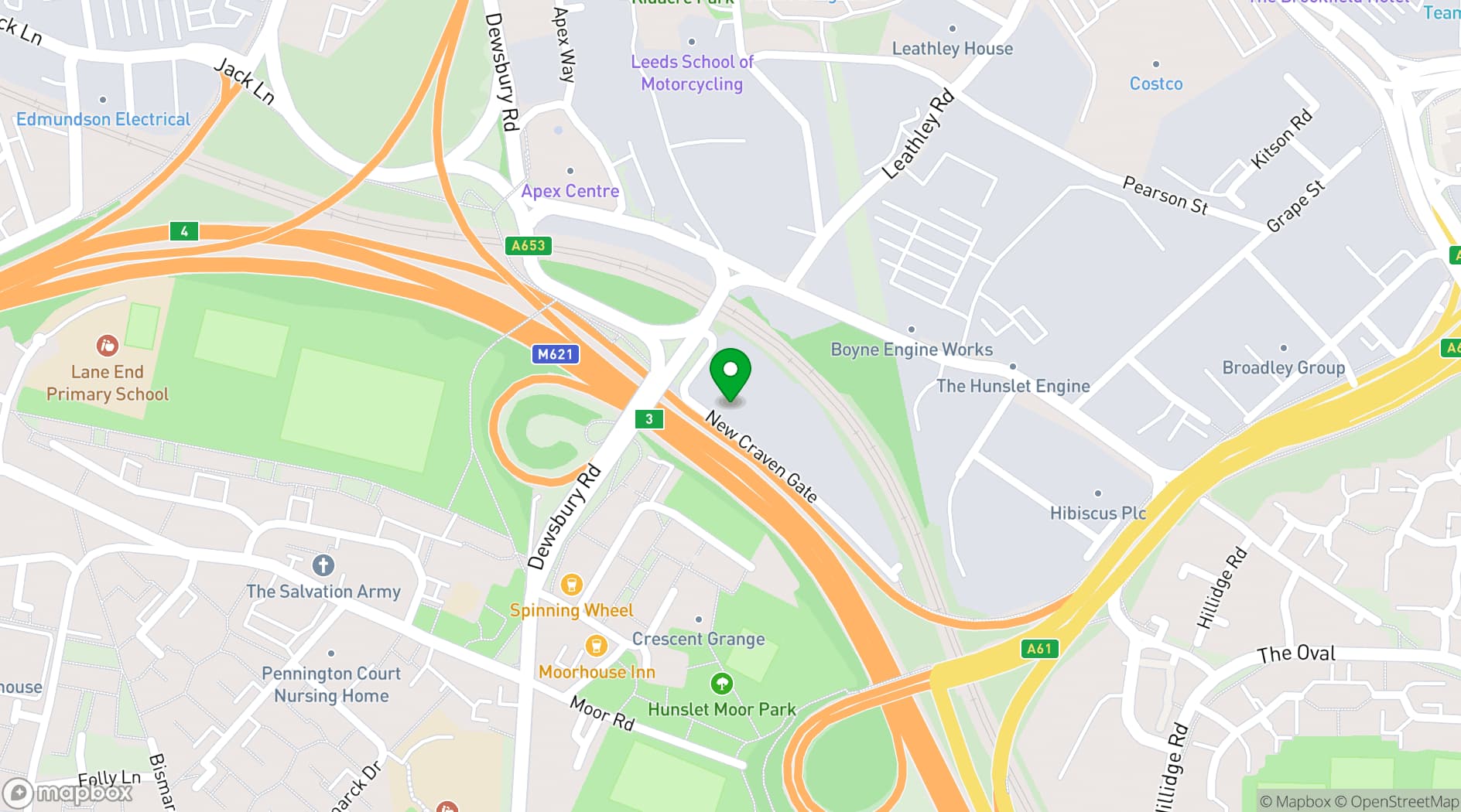 Map showing New Craven Hall