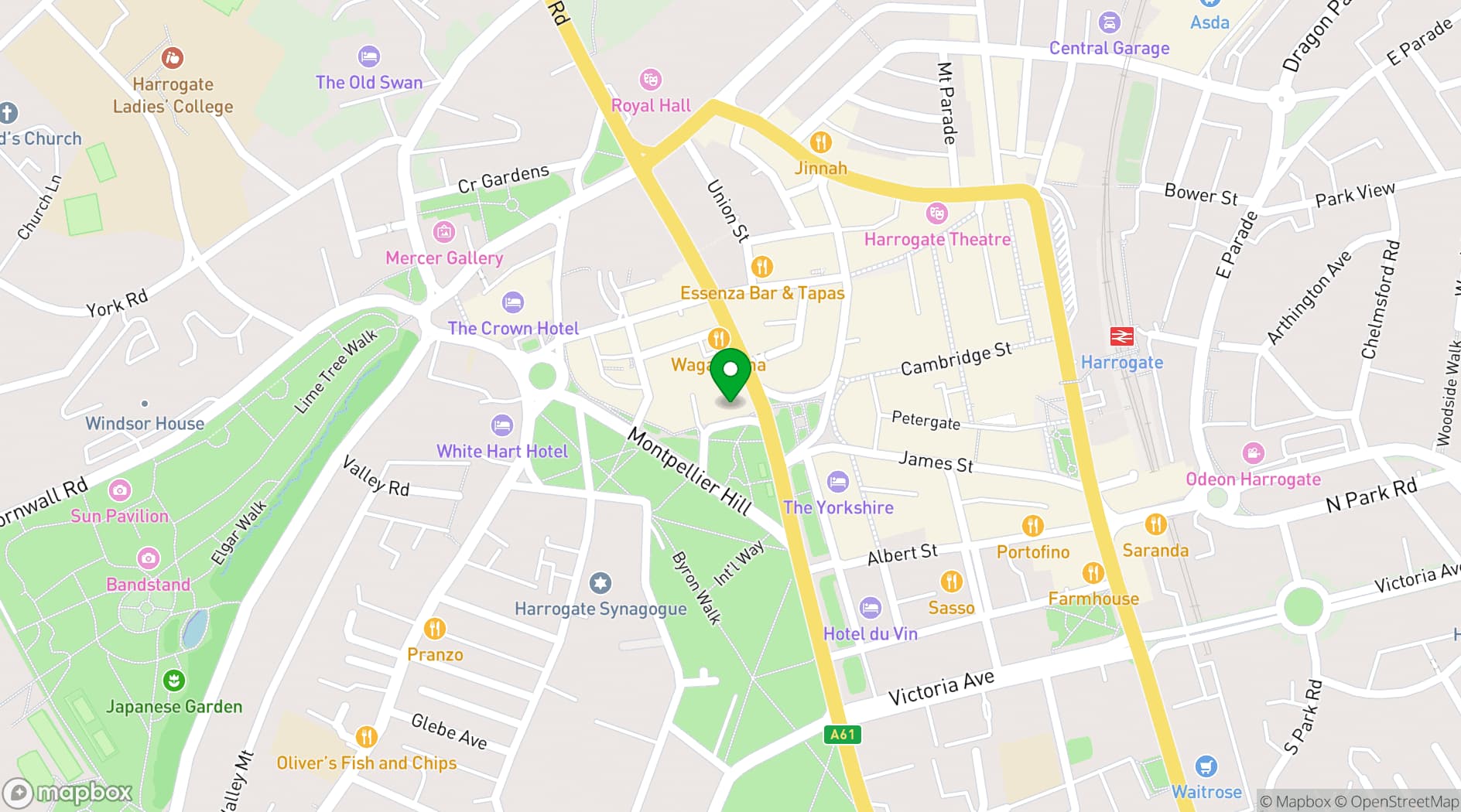 Map showing Viper Rooms Harrogate