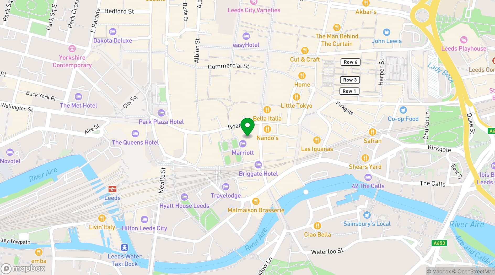 Map showing The Leeds Marriott Hotel 