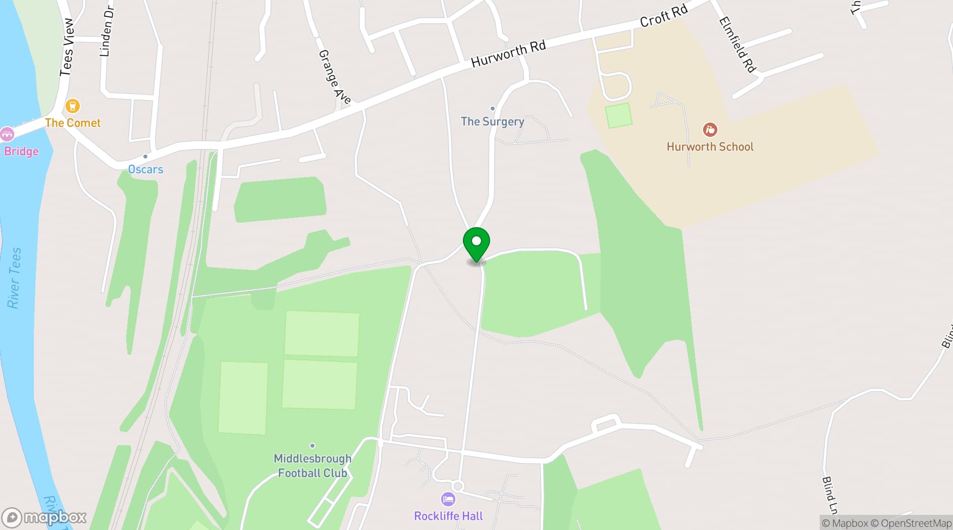 Map showing Rockliffe Hall