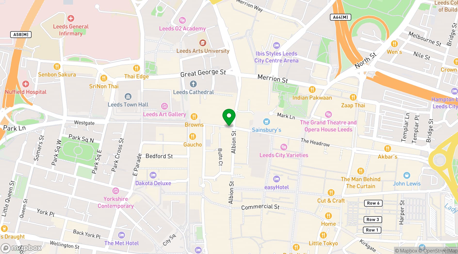 Map showing Roxy Lanes, The Light Leeds