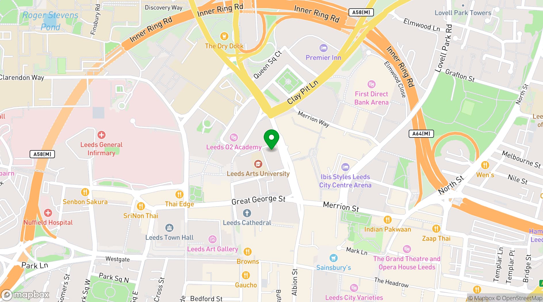 Map showing Rita’s Leeds