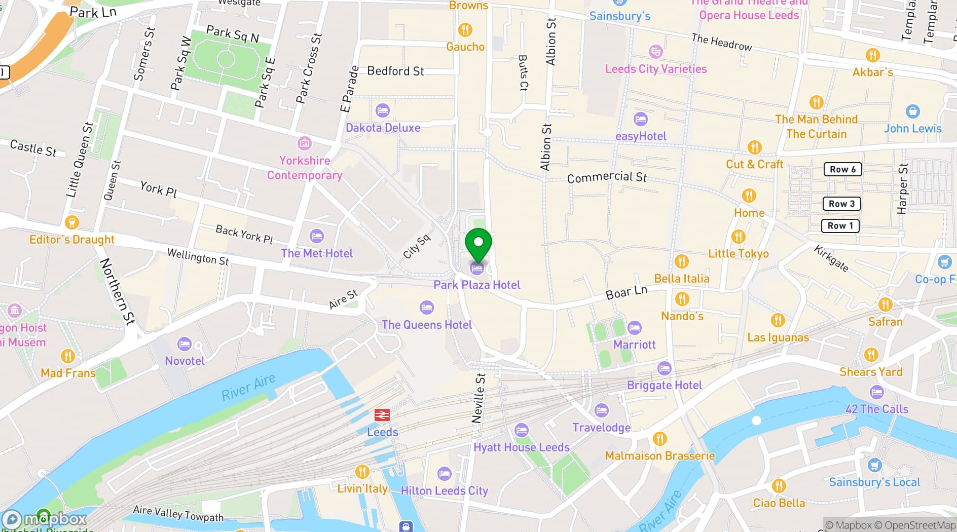 Map showing Park Plaza Leeds