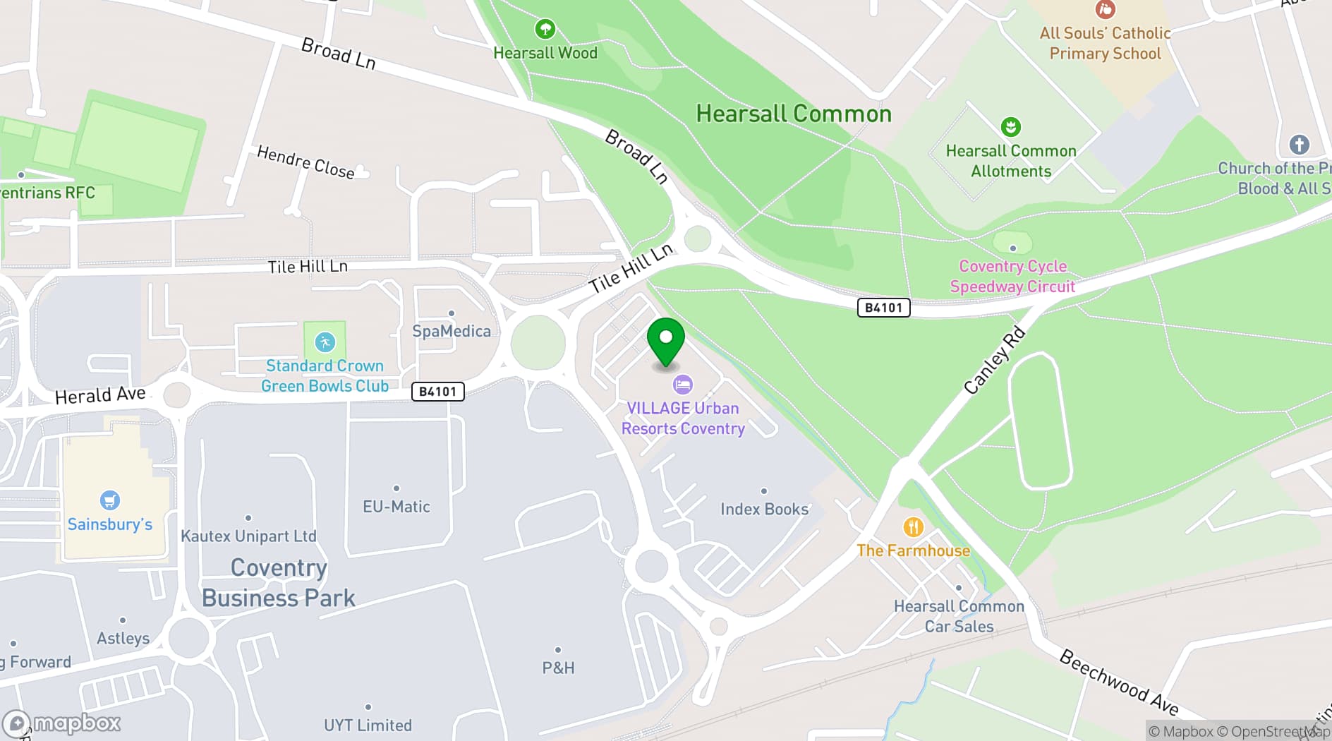 Map showing Village Hotel Coventry