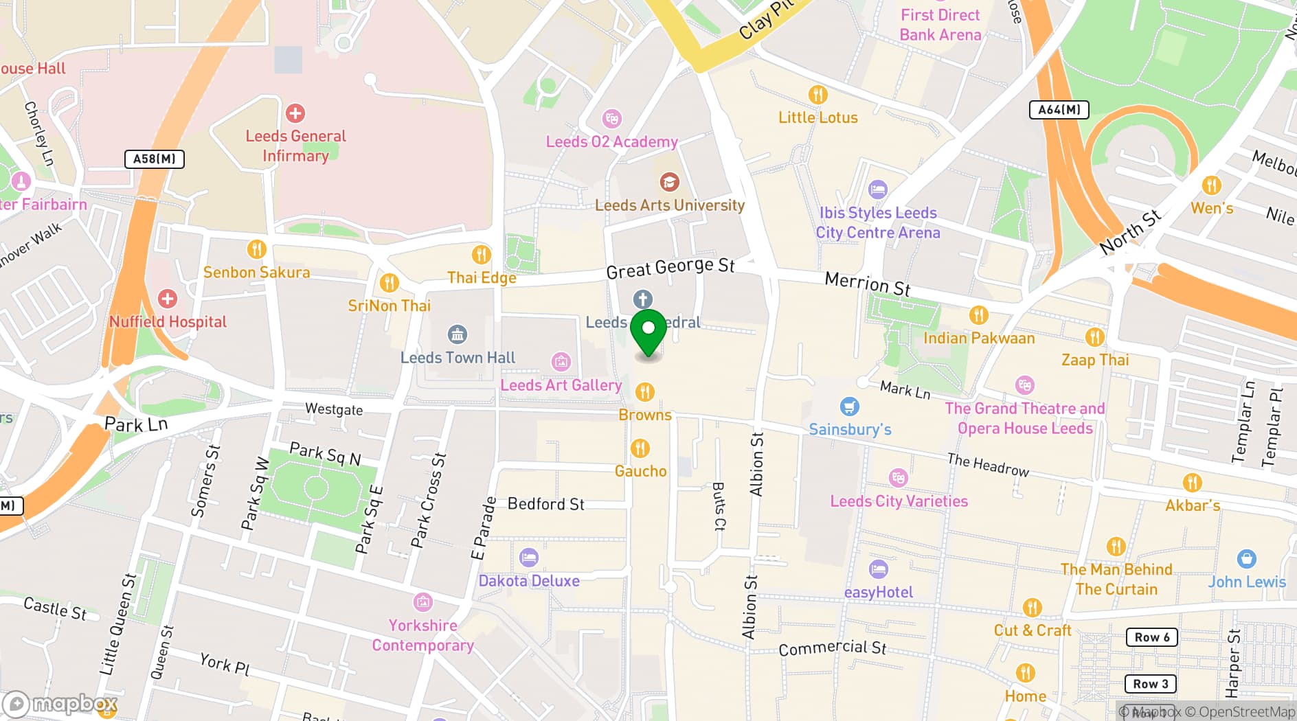 Map showing Radisson Blu Hotel, Leeds City Centre