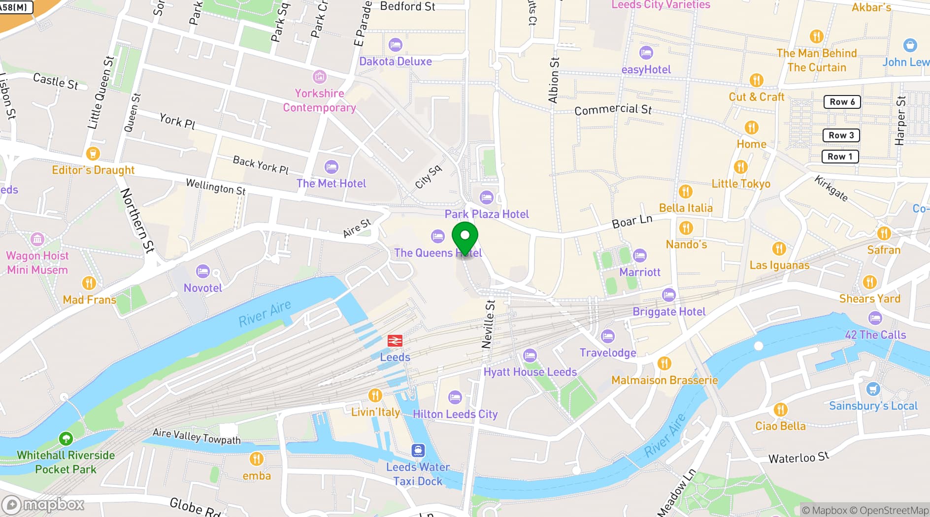 Map showing The Queens - Leeds