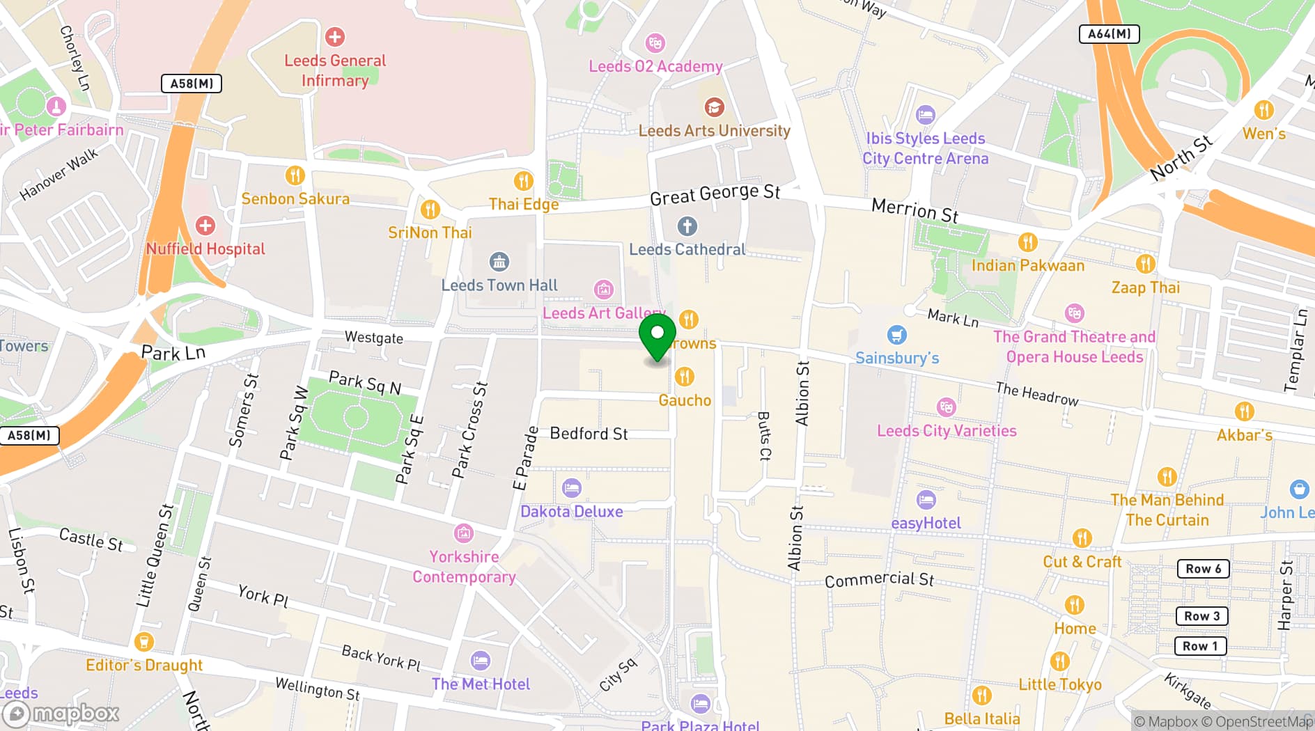 Map showing Flight Club Leeds