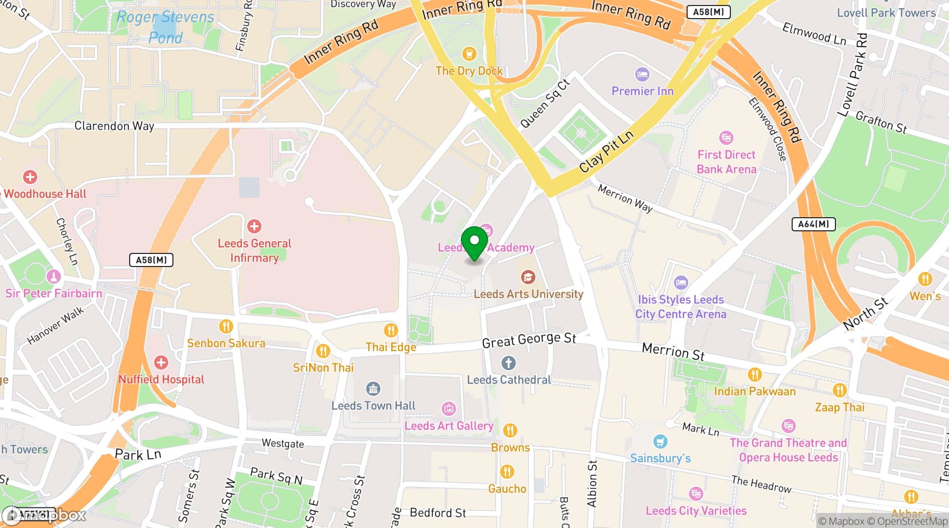 Map showing Revolution Leeds Electric Press