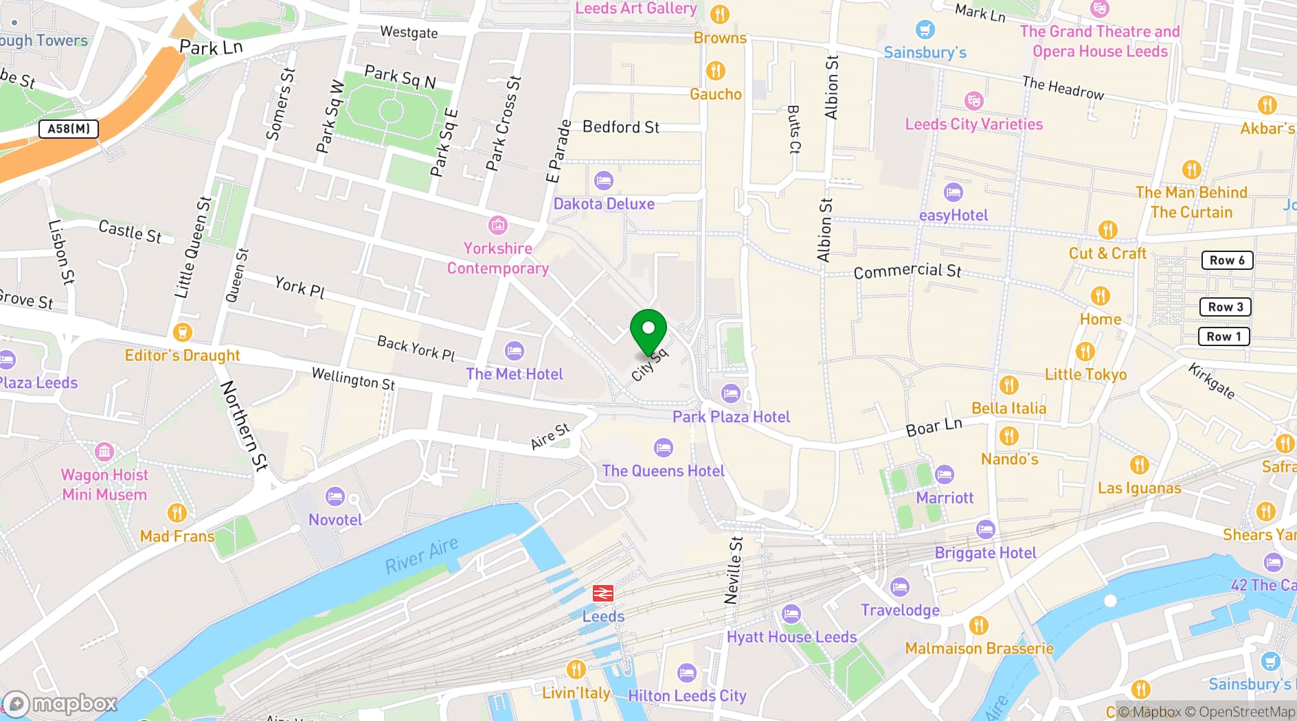 Map showing The Queens Hotel