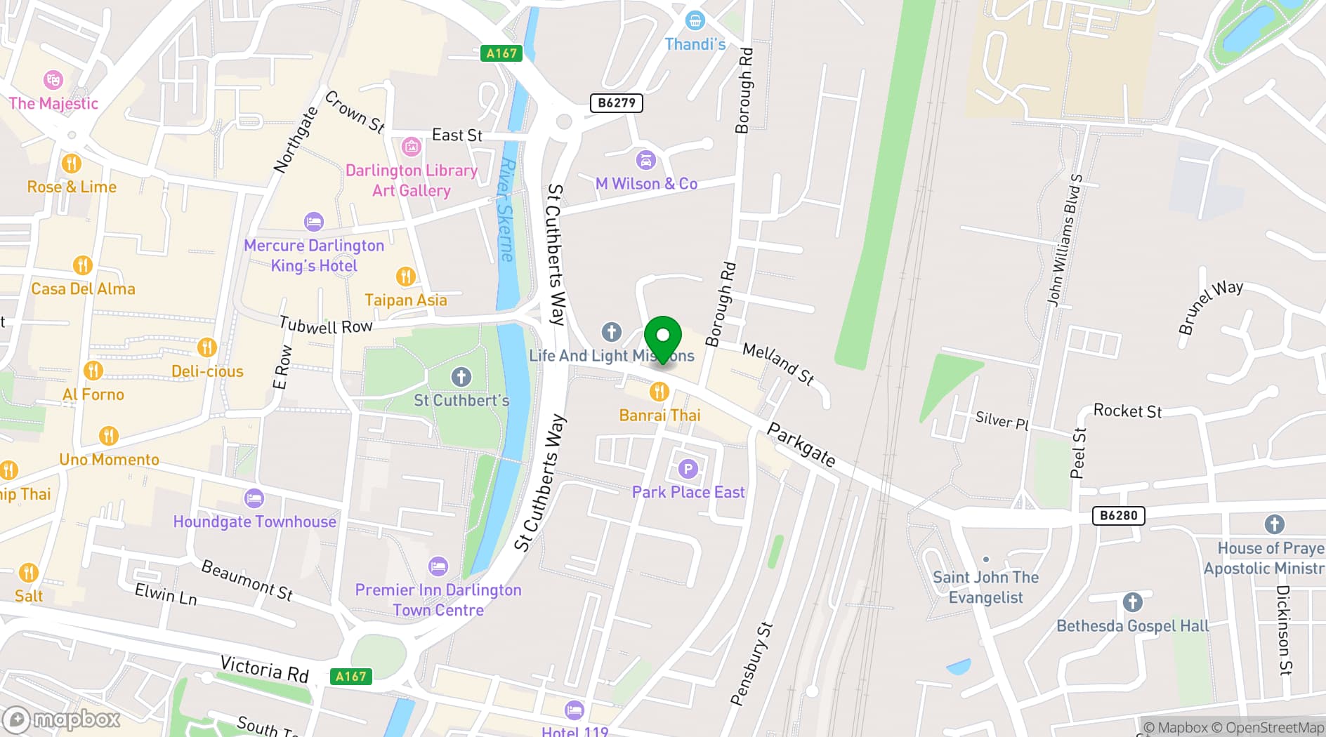 Map showing Hopetown Darlington