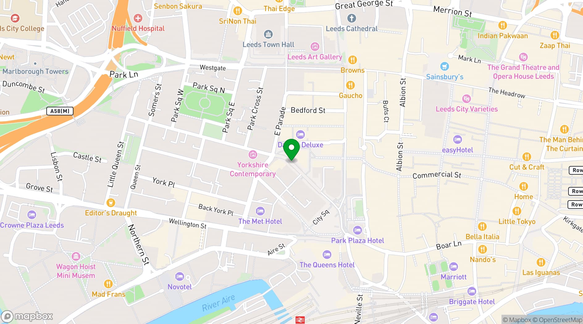 Map showing  Aspire Leeds