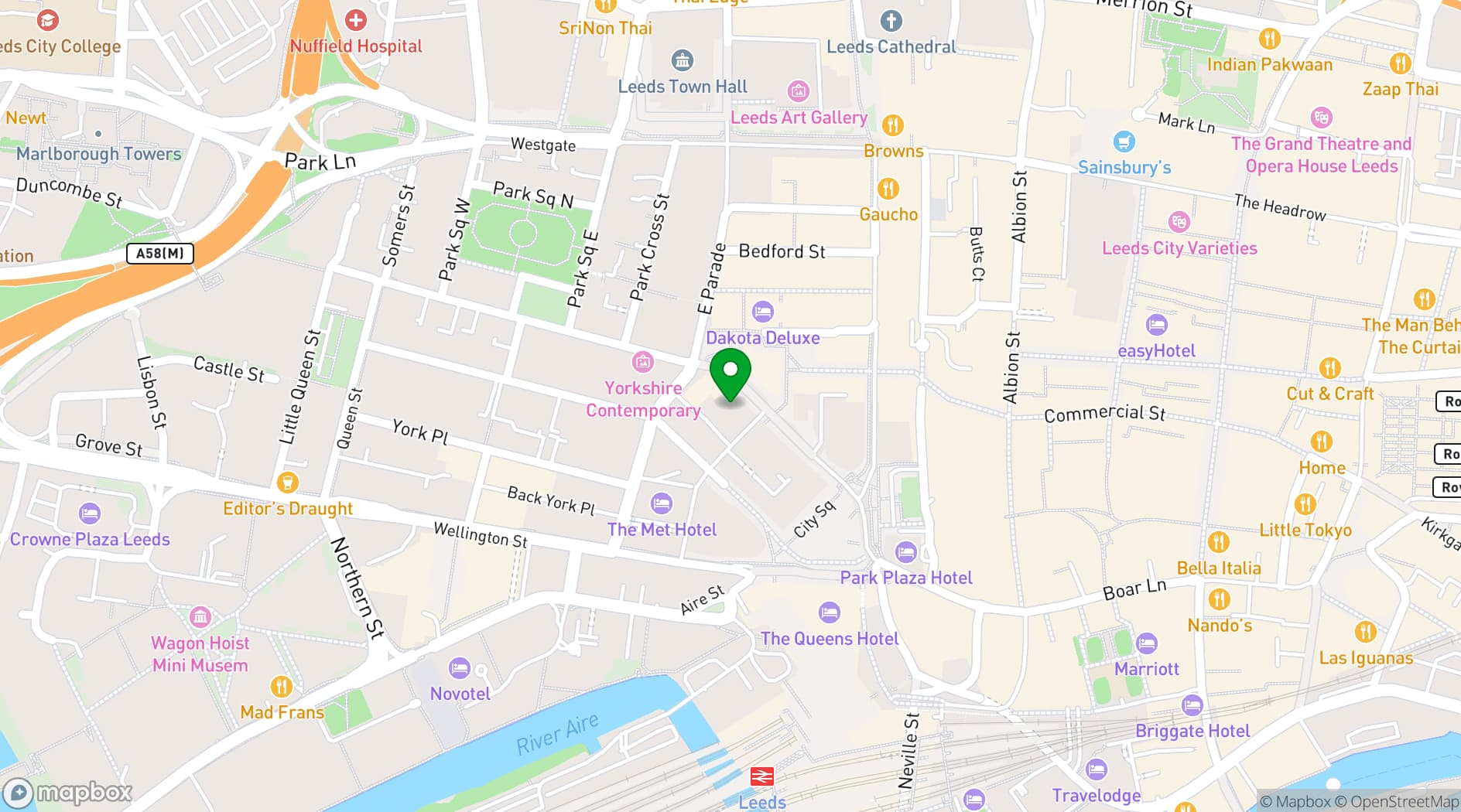 Map showing Aspire Leeds