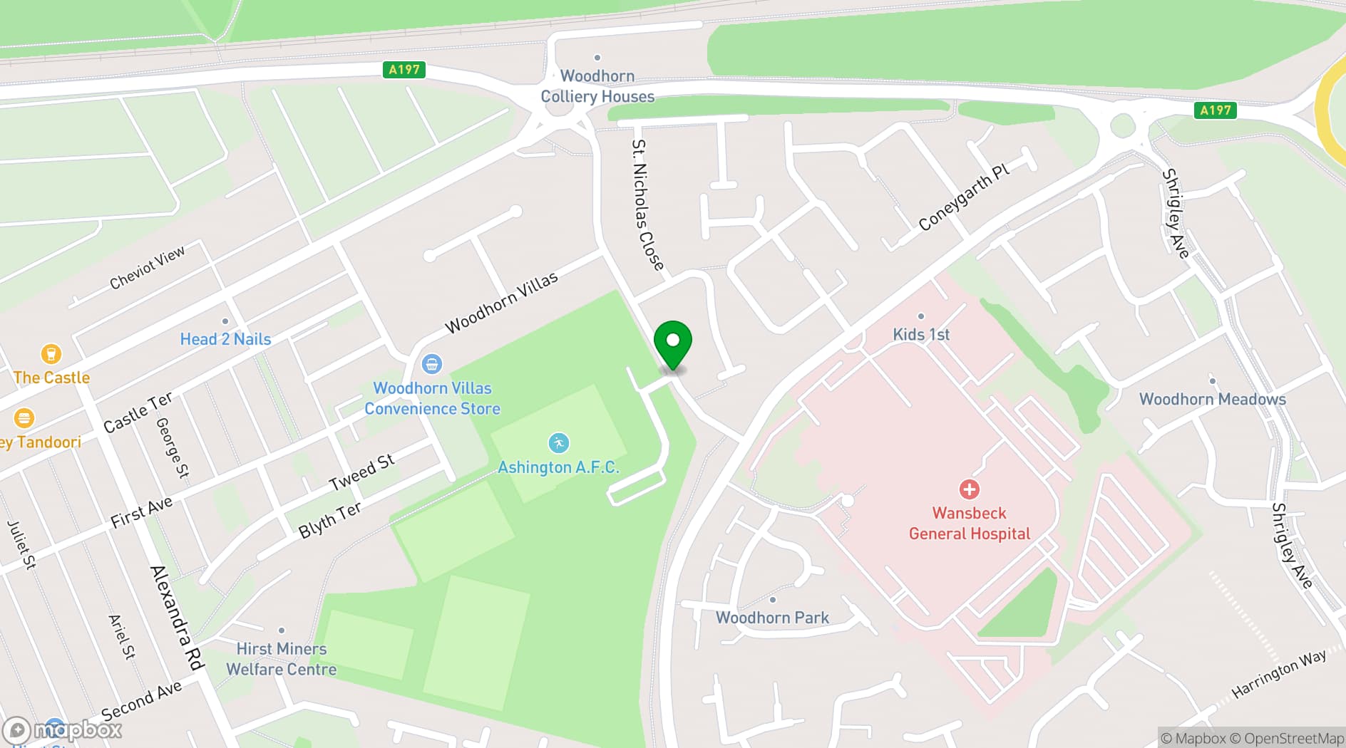 Map showing Ashington Football Club
