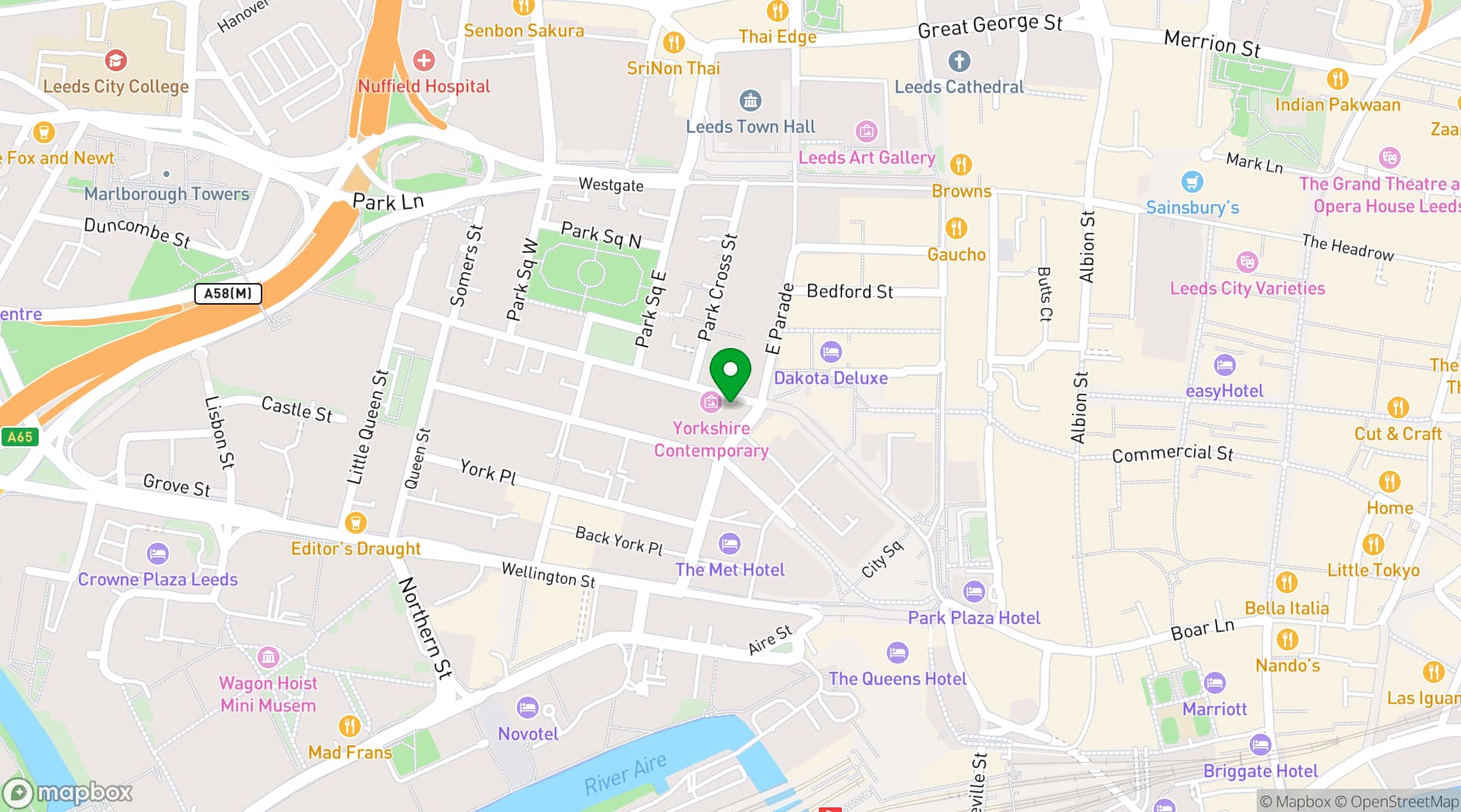 Map showing Dirty Martini Leeds