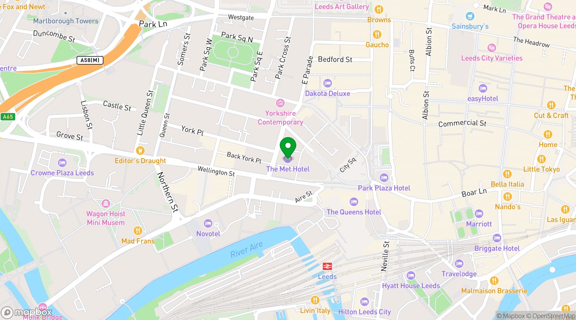 Map showing The Met Hotel