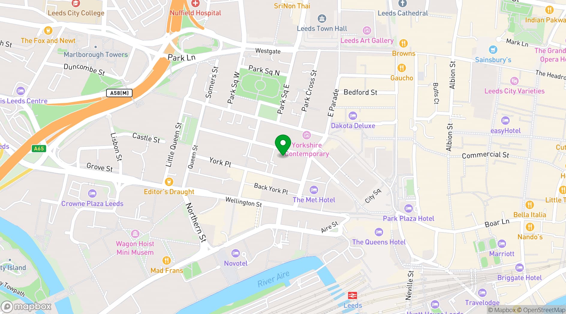 Map showing Wizu Workspace - 46 Park Place 