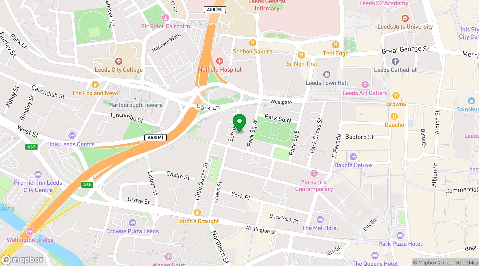 Map showing The Warehouse, Leeds 