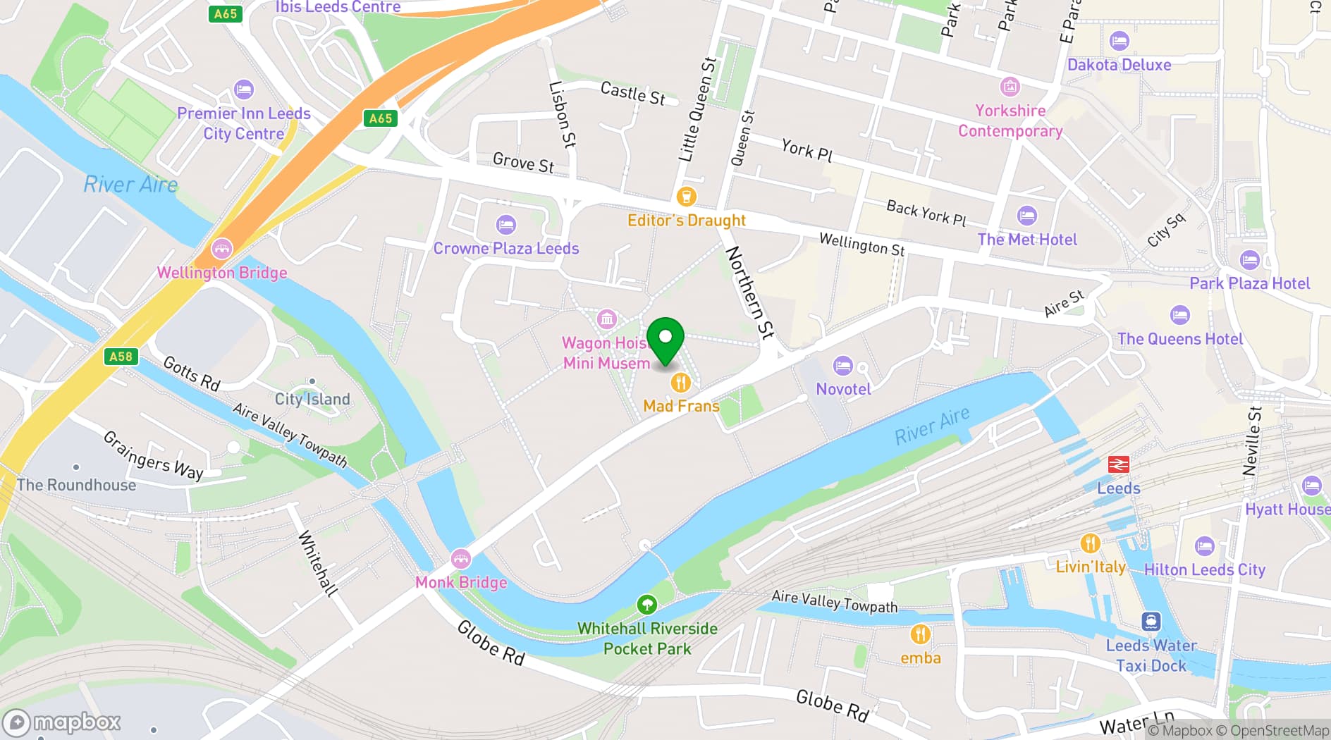 Map showing Mad Frans