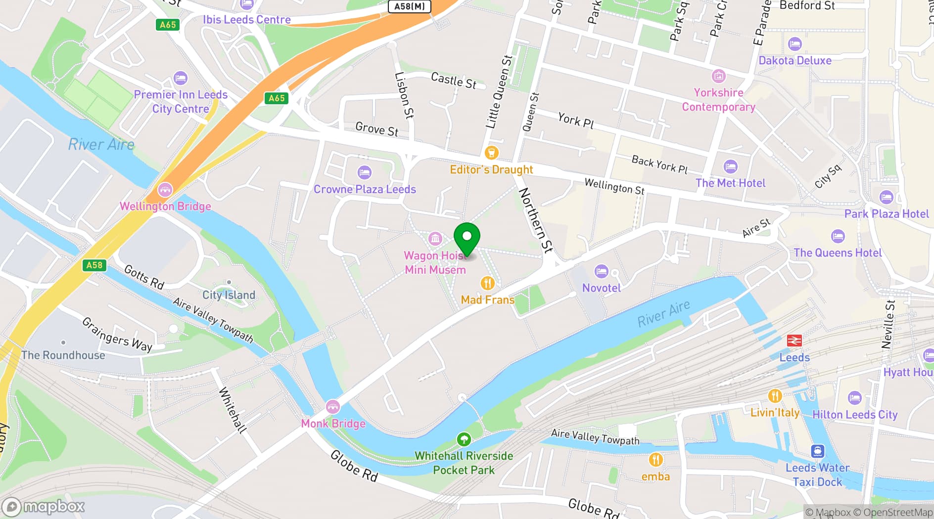 Map showing Veeno Italian Wine Bar Leeds