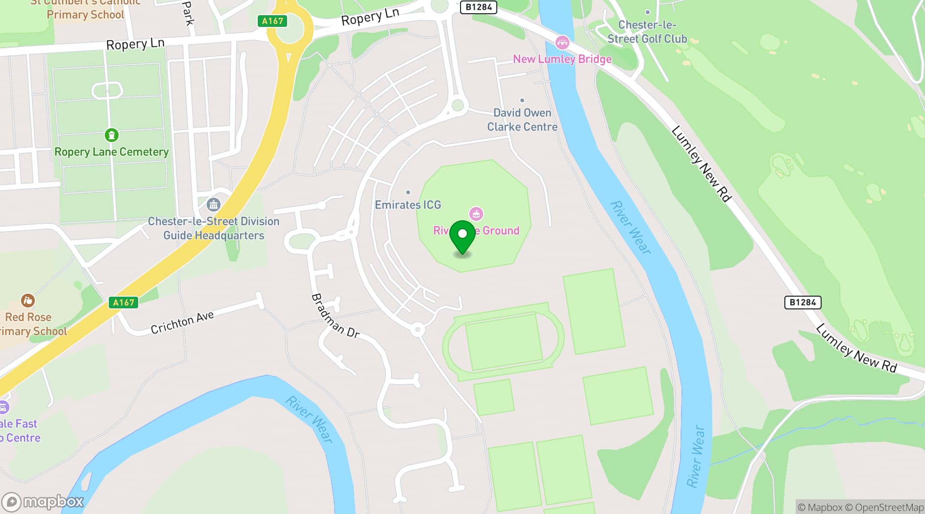Map showing Emirates Riverside