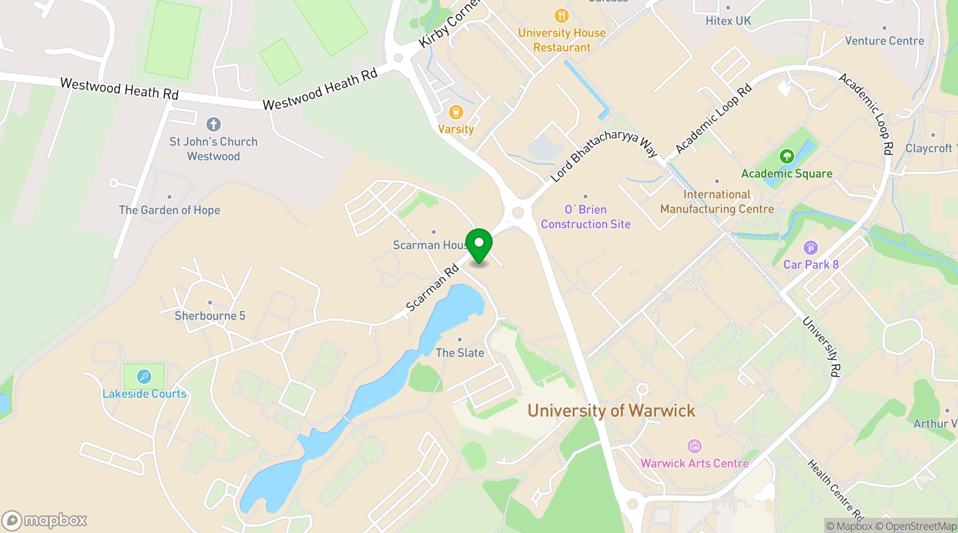 Map showing Warwick Conferences