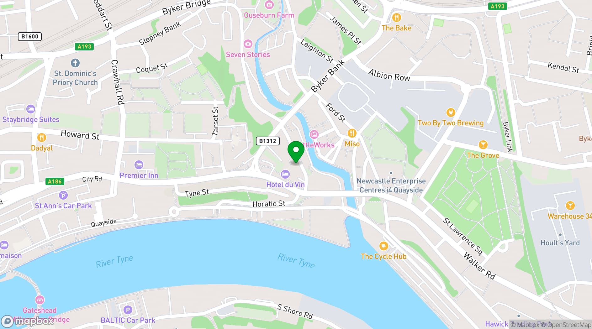 Map showing Hotel du Vin Newcastle