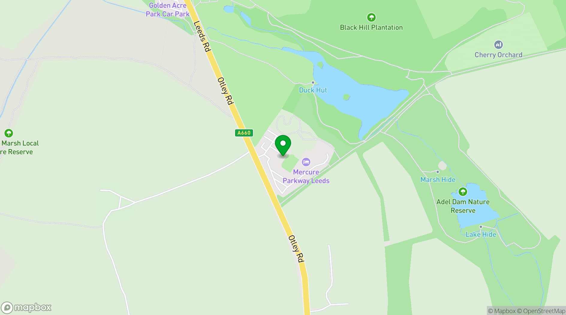 Map showing Mercure Leeds Parkway Hotel